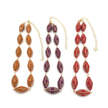 Load image into Gallery viewer, Plum &amp; Gold Lame' Beaded Amelia Necklace