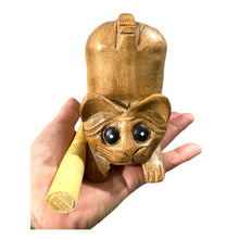 Load image into Gallery viewer, 3" Wooden Cat Percussion Whistle Instrument