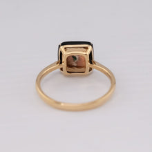 Load image into Gallery viewer, Unique Square Black Opal Agate Diamond Engagement Ring 18K Yellow Gold