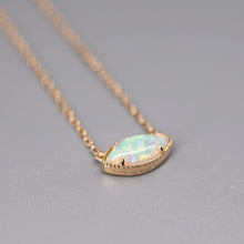 Load image into Gallery viewer, Minimalist Marquise Shaped Solid Opal Necklace 18K Yellow Gold