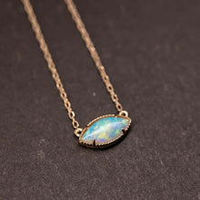 Load image into Gallery viewer, Minimalist Marquise Shaped Solid Opal Necklace 18K Yellow Gold