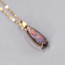 Load image into Gallery viewer, Minimalist Australian Boulder Opal Necklace Pendant 18K Yellow Gold
