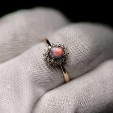 Load image into Gallery viewer, The Modern Classic - Black Opal Diamond Halo Engagement Ring 18K Yellow Gold