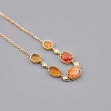 Load image into Gallery viewer, Beautiful Mexican Fire Opal Diamond Bracelet in 18K Yellow Gold