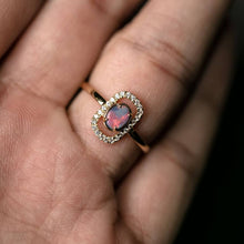 Load image into Gallery viewer, Stylish Black Opal &amp; Halo Diamond Engagement Ring 18K Yellow Gold