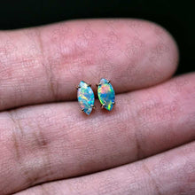 Load image into Gallery viewer, Dainty Marquise-Cut Australian Doublet Opal Stud Earrings 18K Yellow Gold
