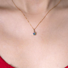 Load image into Gallery viewer, Minimalist Geometric Pentagon Doublet Opal Pendant Necklace 14k Yellow Gold
