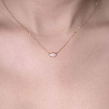 Load image into Gallery viewer, Minimalist Marquise Shaped Solid Opal Necklace 18K Yellow Gold