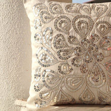 Load image into Gallery viewer, Ivory Sequin Throw Pillow Cover - Sparkly Cushion for Spring/Summer Gift