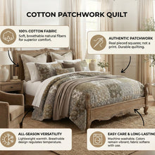 Load image into Gallery viewer, DaDa Bedding Bohemian Olive Brown Moroccan Paisley Floral Filigree Patchwork Cotton Bedspread Set (JHW-885)