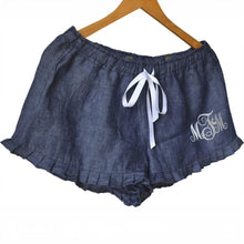 Load image into Gallery viewer, Customized Monogrammed Denim Linen Pajama Short