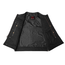 Load image into Gallery viewer, Men's Black Leather Motorcycle Vest with Upgraded Style