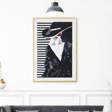 Load image into Gallery viewer, Beaded Black And White Lady Wall Art