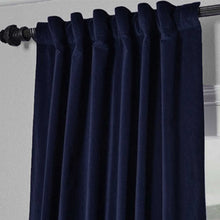 Load image into Gallery viewer, Handcrafted Navy Blue Cotton Velvet Curtain