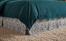 Load image into Gallery viewer, Tache Winter Moon Black Stripe Zebra Animal Print Gold Tailored Platform 14" Bed Skirt Dust Ruffle (BSK-4358L)