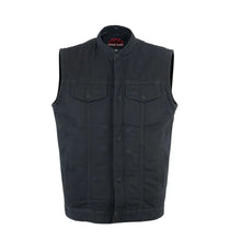 Load image into Gallery viewer, Men's Black Denim Single Back Panel Concealment Vest w/Rem