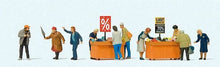 Load image into Gallery viewer, Preiser 10647 HO Scale Bargain Bin Shoppers -- 10 Shoppers &amp; Bins