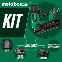 Load image into Gallery viewer, Metabo HPT NR1890DRSTM 18V MultiVolt™ Cordless 21 Degree 3-1/2" Plastic Strip Framing Nailer