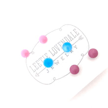 Load image into Gallery viewer, Pink Mauve &amp; Aqua Moonglow Tiny Earrings Set
