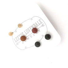 Load image into Gallery viewer, Terracotta Brown &amp; Beige Moonglow Tiny Earrings Set