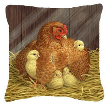 Load image into Gallery viewer, My Little Chickadees Hen with Chicks Canvas Decorative Pillow ASAD0109PW1414
