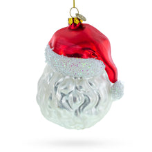 Load image into Gallery viewer, Santa Head with Mistletoe Glass Christmas Ornament