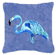 Load image into Gallery viewer, Flamingo On Slate Blue   Canvas Throw Pillow - 14x14 Decorative Pillow – Art for Your Home &amp; Patio