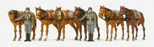 Load image into Gallery viewer, Preiser 16597 HO Scale Unpainted Figures -- Soldiers Draft Horses