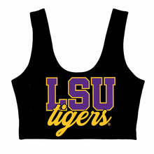 Load image into Gallery viewer, LSU Black Crop Tank Top