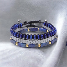 Load image into Gallery viewer, Lapis Lazuli &amp; Hematite Pain Relief Bracelet Pack (Set Of 3)
