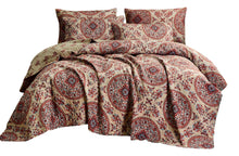 Load image into Gallery viewer, Tache Bohemian Desert Medallion Boteh Paisley Orange Blue Taupe Quilt Set (TJ3502)