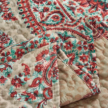 Load image into Gallery viewer, Tache Bohemian Desert Medallion Boteh Paisley Orange Blue Taupe Quilt Set (TJ3502)