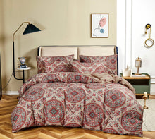 Load image into Gallery viewer, Tache Bohemian Desert Medallion Boteh Paisley Orange Blue Taupe Reversible Duvet Cover (TJ3502)