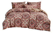 Load image into Gallery viewer, Tache Bohemian Desert Medallion Boteh Paisley Orange Blue Taupe Reversible Duvet Cover (TJ3502)