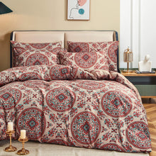 Load image into Gallery viewer, Tache Bohemian Desert Medallion Boteh Paisley Orange Blue Taupe Reversible Duvet Cover (TJ3502)