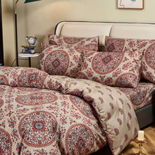 Load image into Gallery viewer, Tache Bohemian Desert Medallion Boteh Paisley Orange Blue Taupe Reversible Duvet Cover (TJ3502)