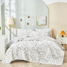 Load image into Gallery viewer, Tache Modern Abstract Leaf Line Art Foliage White Grey Black Gold Reversible Quilt Set (TJ3571-Q)