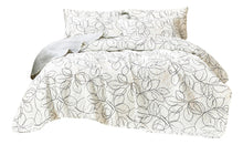 Load image into Gallery viewer, Tache Modern Abstract Leaf Line Art Foliage White Grey Black Gold Reversible Quilt Set (TJ3571-Q)
