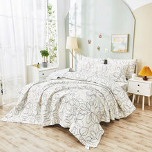 Load image into Gallery viewer, Tache Modern Abstract Leaf Line Art Foliage White Grey Black Gold Reversible Quilt Set (TJ3571-Q)