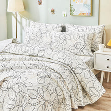 Load image into Gallery viewer, Tache Modern Abstract Leaf Line Art Foliage White Grey Black Gold Reversible Quilt Set (TJ3571-Q)