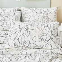 Load image into Gallery viewer, Tache Modern Abstract Leaf Line Art Foliage White Grey Black Gold Reversible Quilt Set (TJ3571-Q)