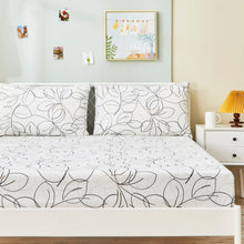 Load image into Gallery viewer, Tache Modern Abstract Leaf Line Art Foliage White Grey Black Gold Fitted Sheet / Flat Sheet (TJ3571)