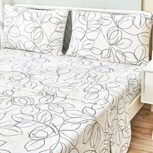 Load image into Gallery viewer, Tache Modern Abstract Leaf Line Art Foliage White Grey Black Gold Fitted Sheet / Flat Sheet (TJ3571)