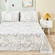 Load image into Gallery viewer, Tache Modern Abstract Leaf Line Art Foliage White Grey Black Gold Fitted Sheet / Flat Sheet (TJ3571)