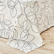 Load image into Gallery viewer, Tache Modern Abstract Leaf Line Art Foliage White Grey Black Gold Fitted Sheet / Flat Sheet (TJ3571)