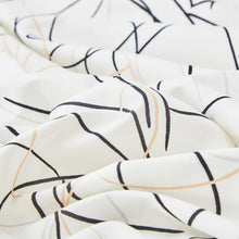 Load image into Gallery viewer, Tache Modern Abstract Leaf Line Art Foliage White Grey Black Gold Fitted Sheet / Flat Sheet (TJ3571)