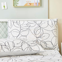 Load image into Gallery viewer, Tache Modern Abstract Leaf Line Art Foliage White Grey Black Gold Fitted Sheet / Flat Sheet (TJ3571)