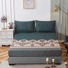 Load image into Gallery viewer, Tache Rustic Paisley Mandala Palace Floral Watercolor Dark Teal Fitted Sheet / Flat Sheet (KF174)