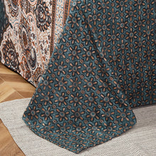 Load image into Gallery viewer, Tache Rustic Paisley Mandala Palace Floral Watercolor Dark Teal Fitted Sheet / Flat Sheet (KF174)