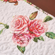 Load image into Gallery viewer, DaDa Bedding Romantic Roses Pink White Lovely Floral Quilted Dining Table Runner (879)